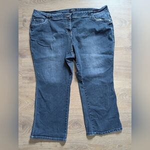 Penningtons Dark Blue Womens Denim Straight Leg Relaxed Fit Stretchy Jeans